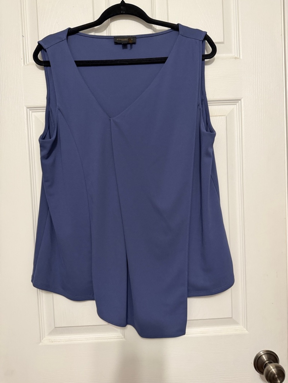 Donna Karan Periwinkle Blue V-Neck Draped Sleeveless Camisole